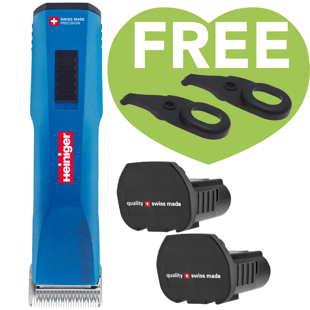 Blue Saphir Cordless Clipper Two Batteries with 2 Free Drives by Heiniger
