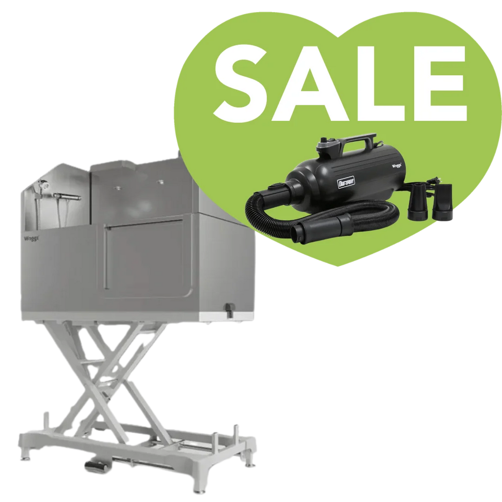 50" Dog Grooming Electric Tub with Lift-up Door White + Free Duo-Surge Dryer by Waggz