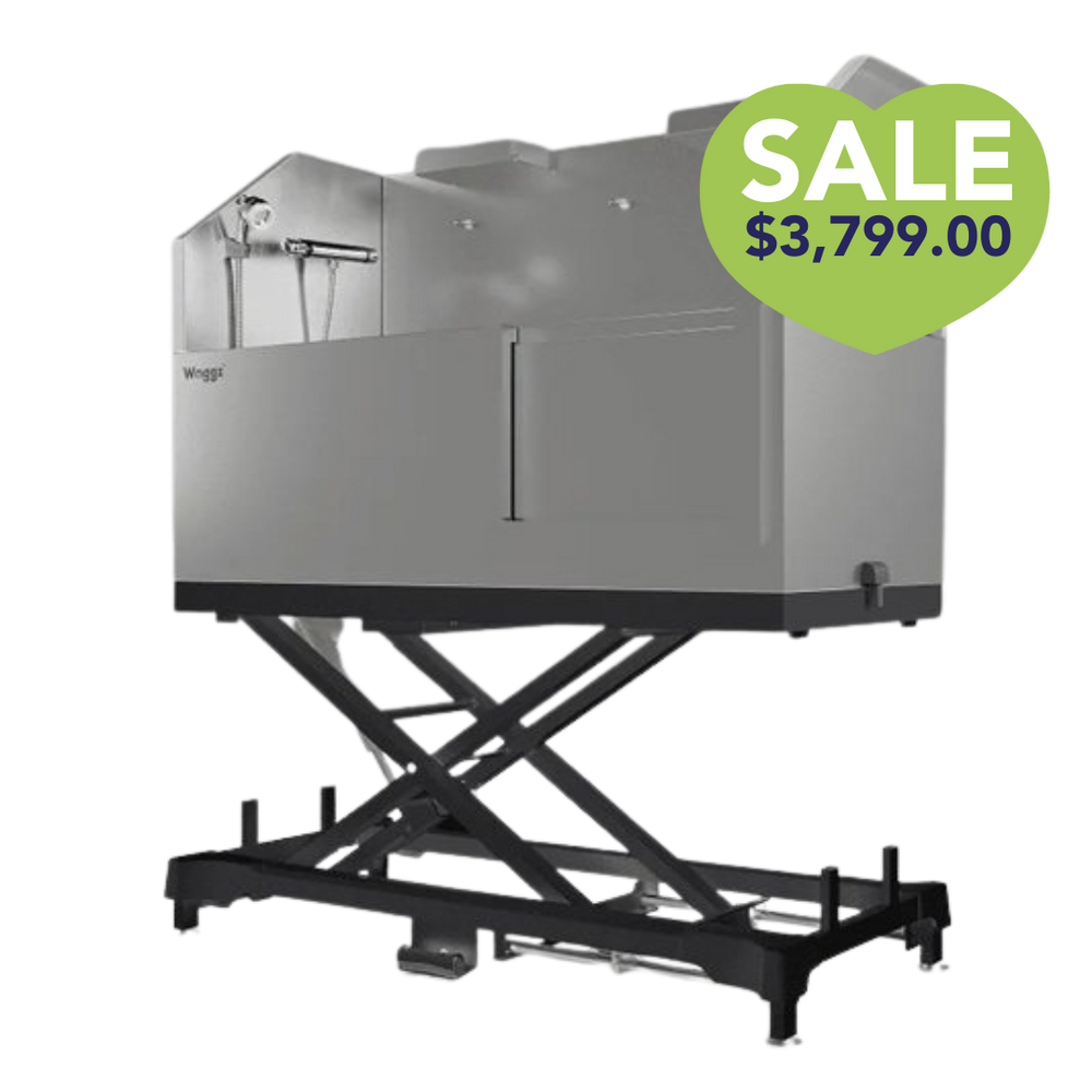 60" Dog Grooming Electric Tub with Sliding Door Black by Waggz