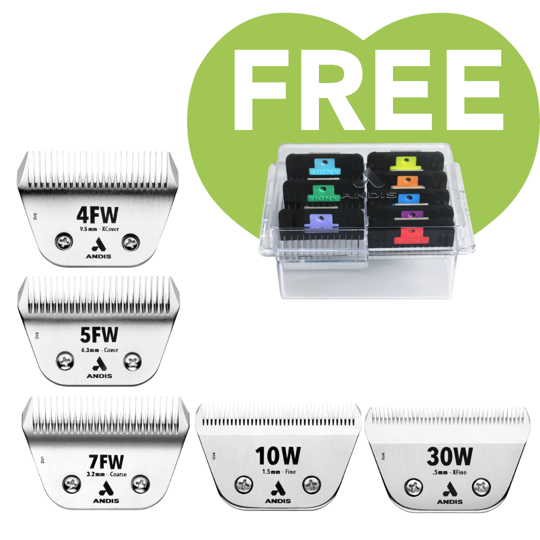 CeramicEdge Wide Blade Set of 5 with Free 8pc Wide Comb Set by Andis