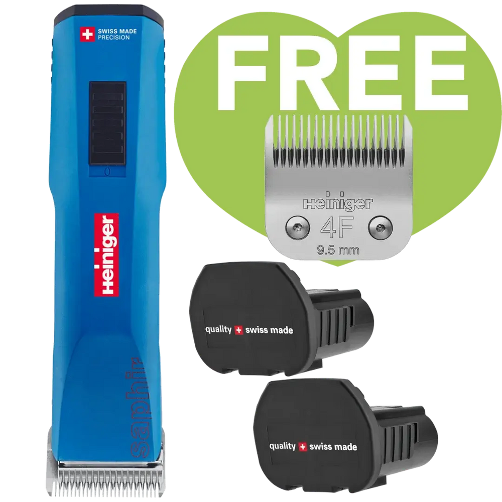 Heiniger Blue Saphir Cordless Clipper Two Batteries with 4F Blade