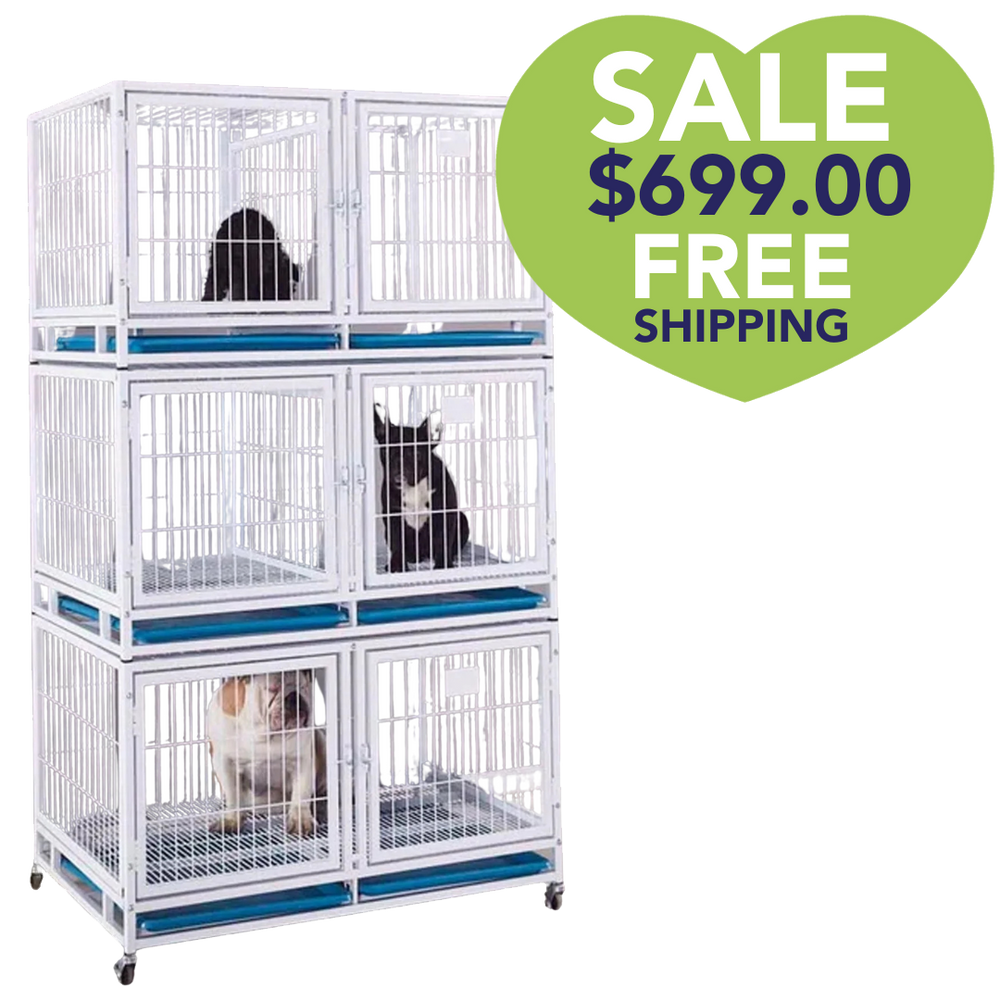 PetStore.Direct Coated White Wire Cage Bank - 6 small / 3 large