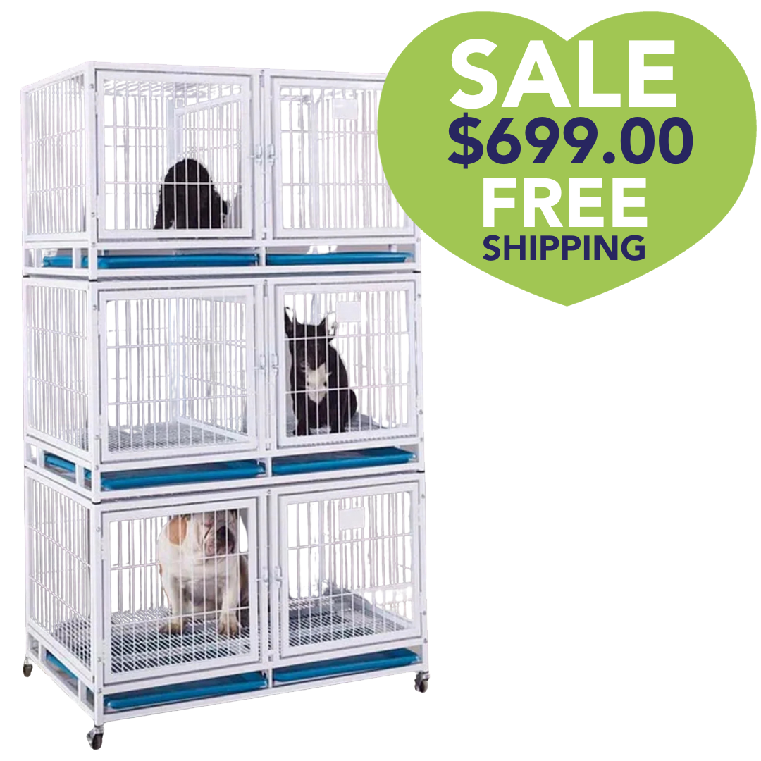 PetStore.Direct Coated White Wire Cage Bank - 6 small / 3 large
