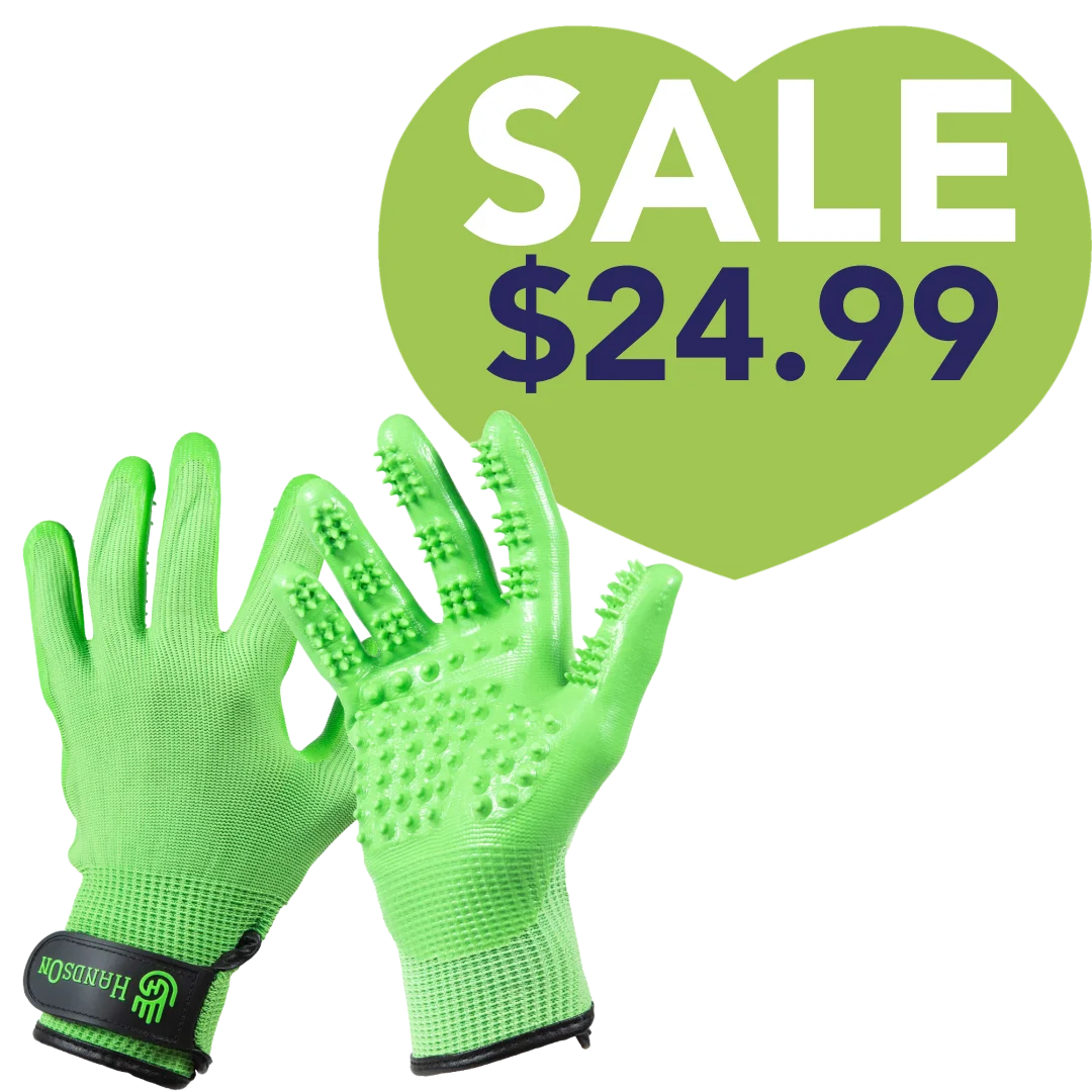 Green Deshedding Gloves by HandsOn Gloves