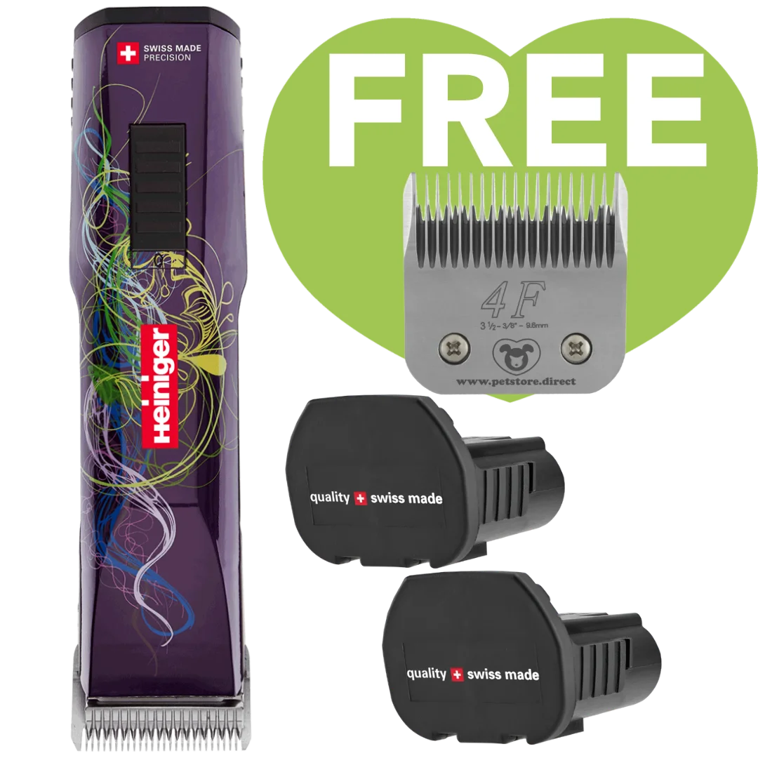 Purple Saphir Cordless Clipper Two Batteries with 4F Blade by Heiniger