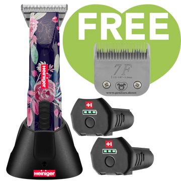 Limited Edition Flower Opal Cordless Clipper with 30W, 2 Batteries and 7F Blade by Heiniger