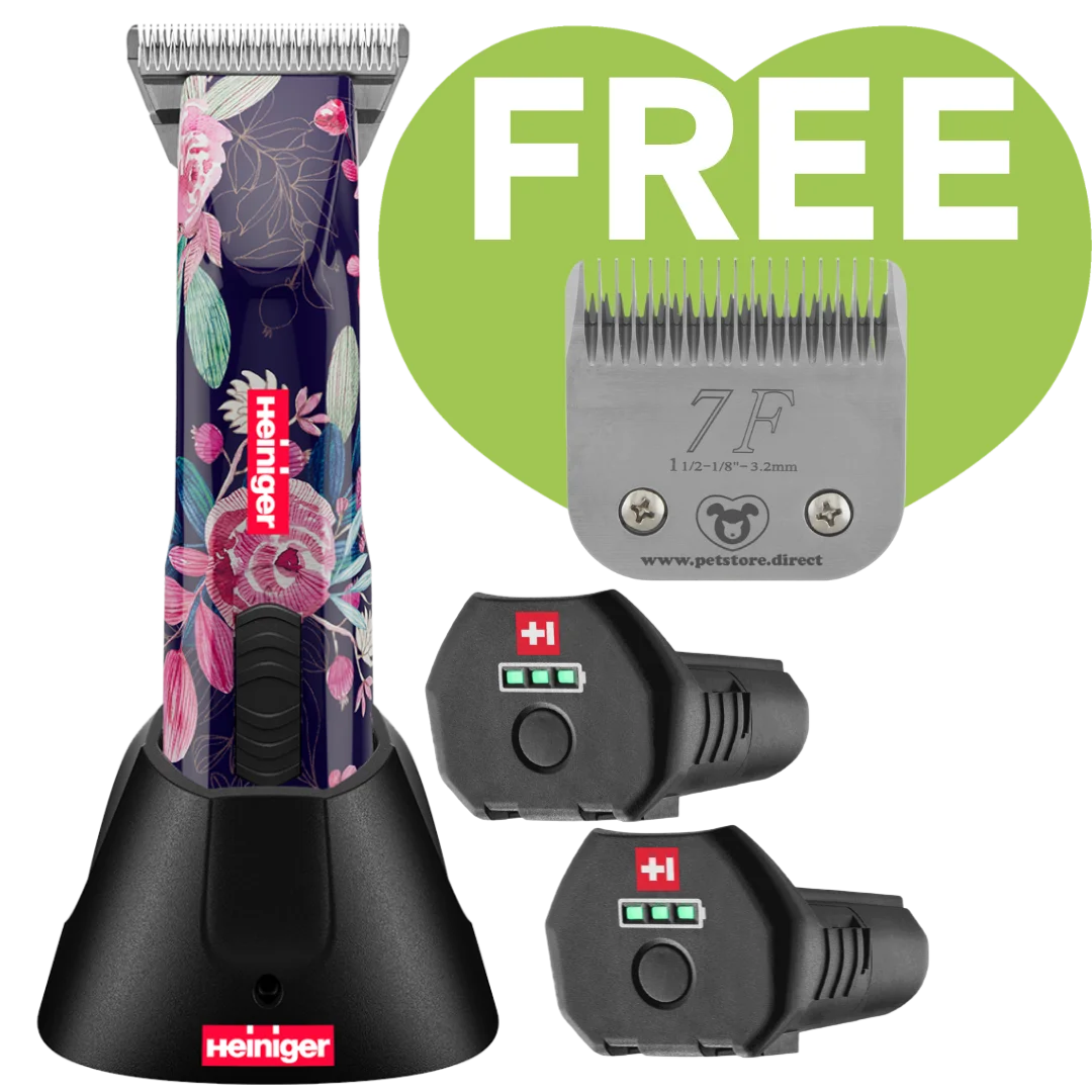Limited Edition Flower Opal Cordless Clipper with 30W, 2 Batteries and 7F Blade by Heiniger