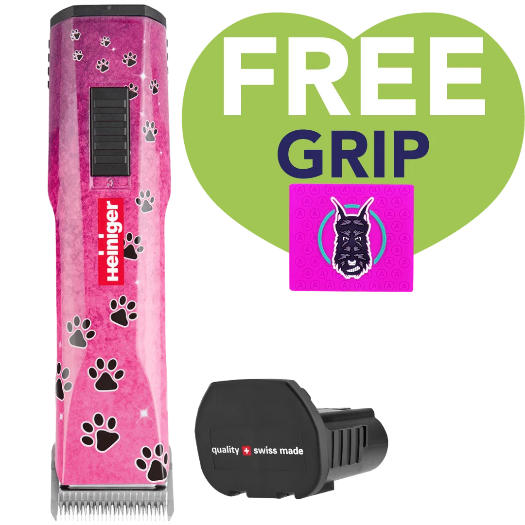 Pink Paws Saphir Cordless Clipper One Battery with Free Grip by Heiniger