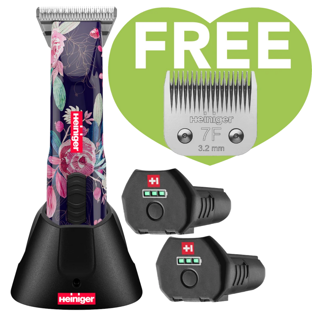 Heiniger Limited Edition Flower Opal Cordless Clipper with 30W, 2 Batteries and 7F Blade