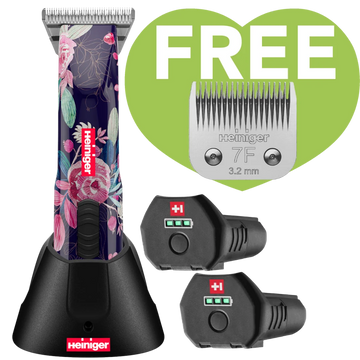 Heiniger Limited Edition Flower Opal Cordless Clipper with 30W, 2 Batteries and 7F Blade