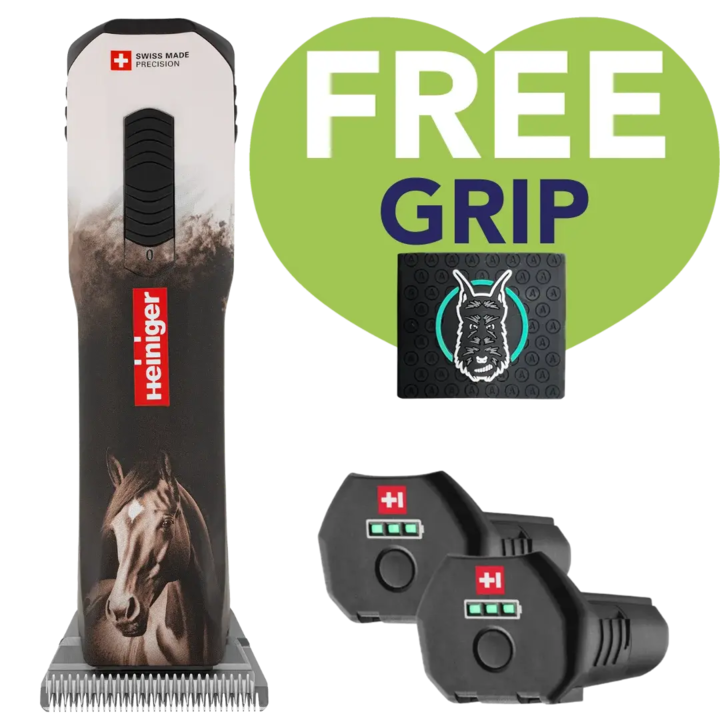 Heiniger Opal Horse Design Cordless Clipper with Two Batteries with Free Grip