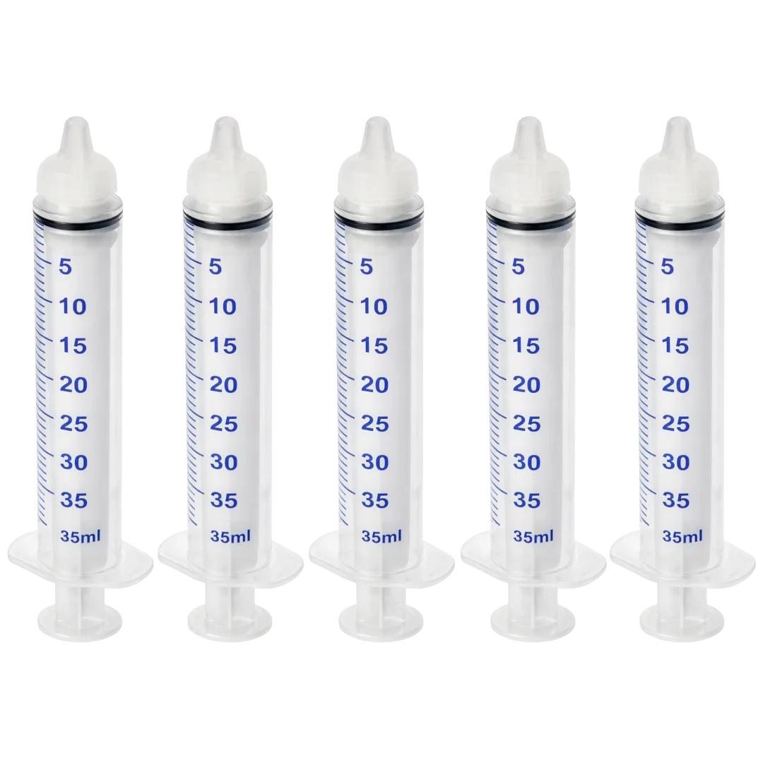 Small Threaded Syringe Nipple Feeders, 10ml (5-Pack) by Puppywarmer