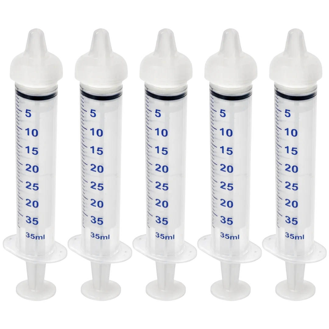 Large Threaded Syringe Nipple Feeders, 35ml (5-Pack) by Puppywarmer