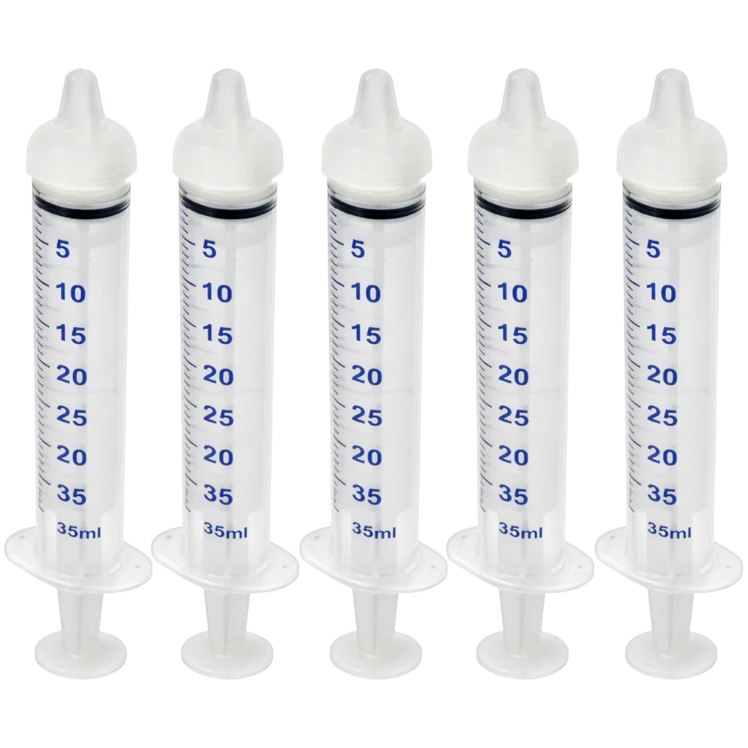 Medium Threaded Syringe Feeding Nipples, 20ml (5-Pack) by Puppywarmer