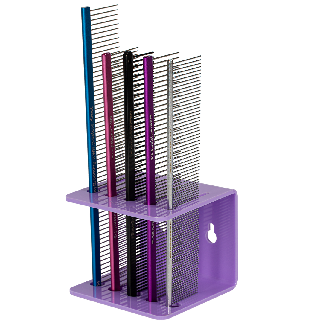 Acrylic 5 Comb Holder Tabletop and Wall Mount Lavender by PetStore.Direct