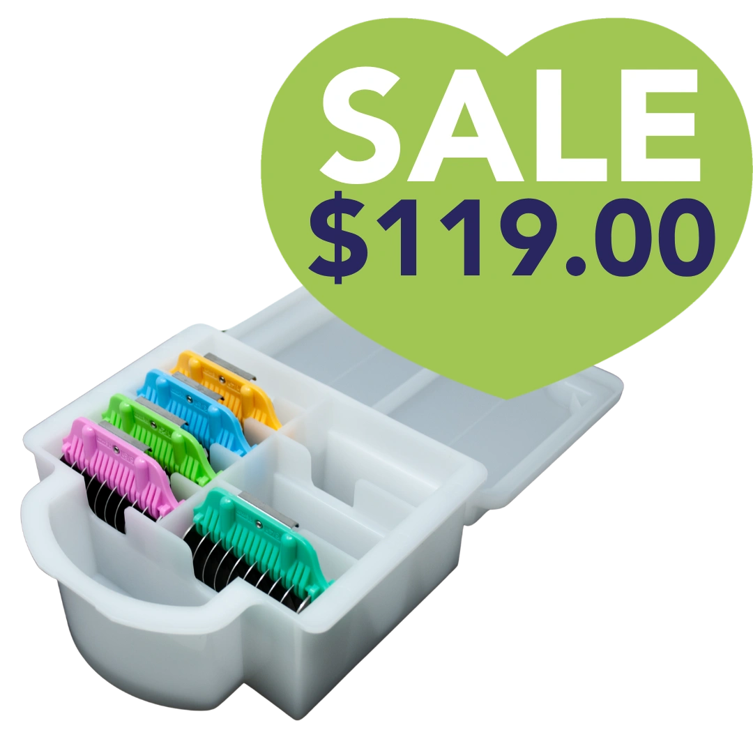 5pc Wide Glide Skip Tooth Comb Attachment Set With Storage Case by PetStore.Direct