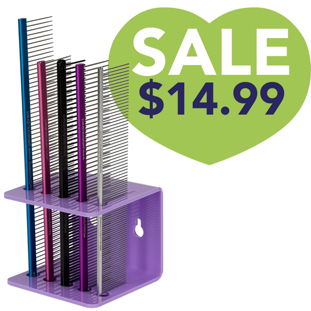 Acrylic 5 Comb Holder Tabletop and Wall Mount Lavender by PetStore.Direct