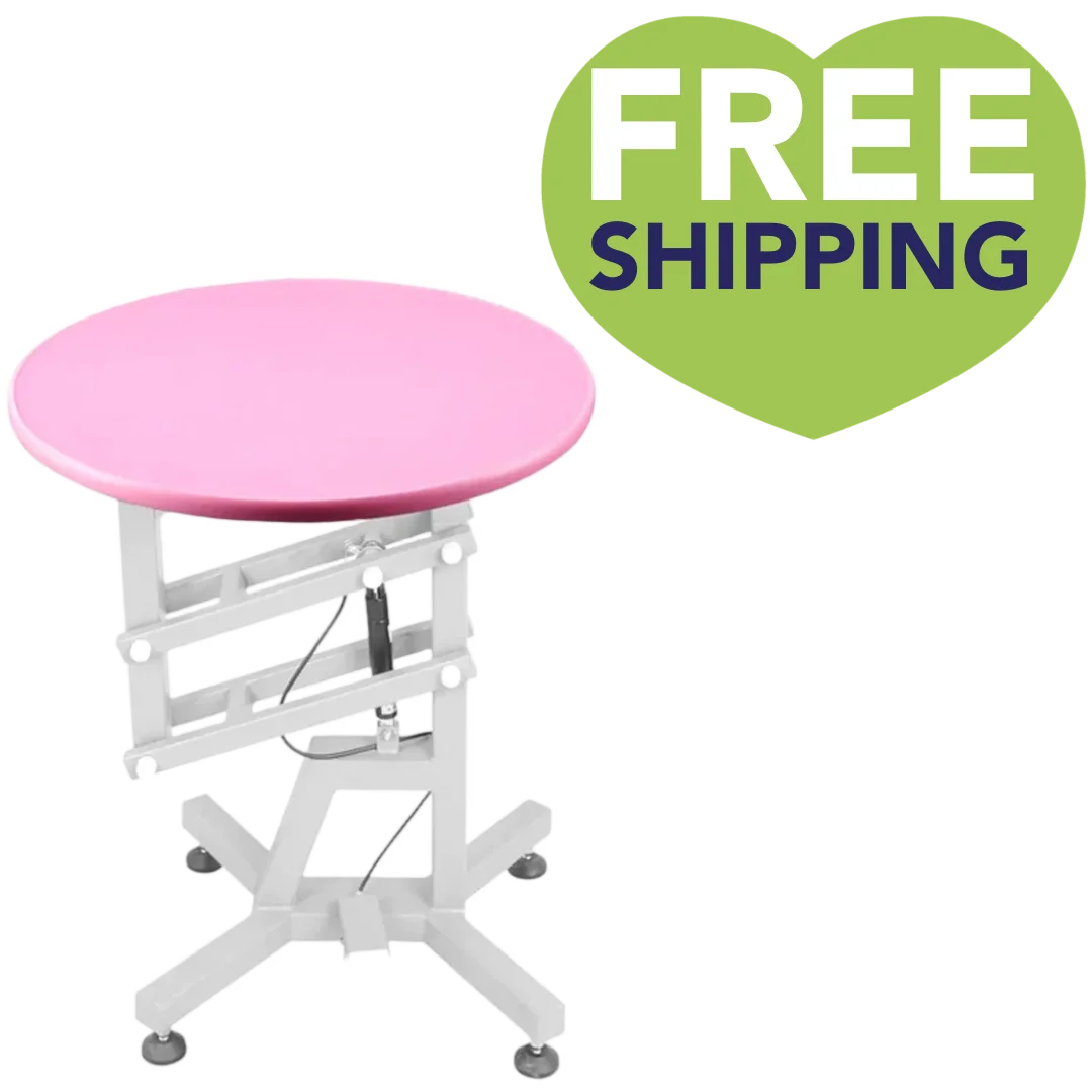 Round Air Lift Table - Pink Top by PetStore.Direct