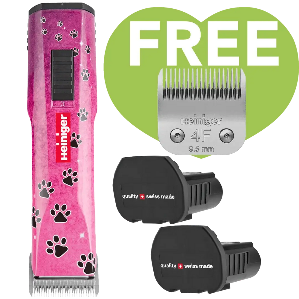 Heiniger Pink Paws Saphir Cordless Clipper Two Batteries with 4F Blade