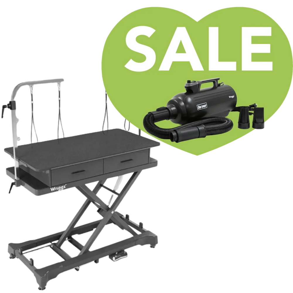 Pre-Order 50" Dog Grooming 908P Electric Table with Drawer Black + Free Duo-Surge Dryer by Waggz