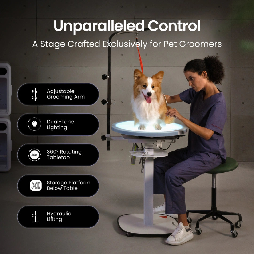 Revolve360 Hydraulic 360° Rotating Grooming Table with Tabletop Light Jirpet