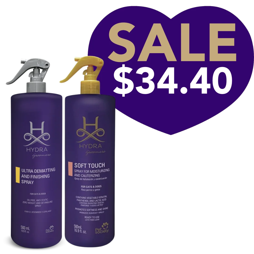 Ultra Detangle & Dematting Finishing Spray and Soft Touch Moisturizing Spray 16.9oz Set by Hydra