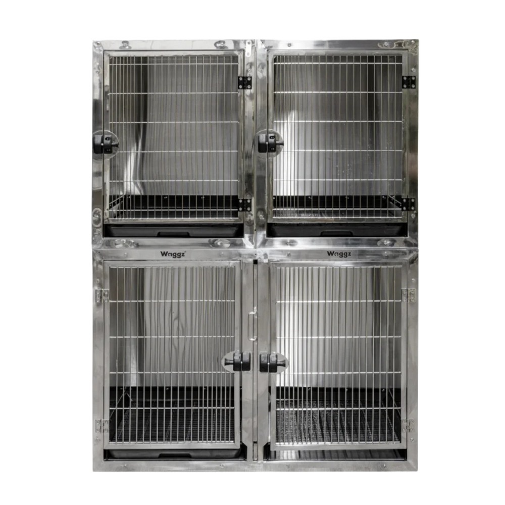 Module Stack Duo Dog Grooming Stainless Steel Cage by Waggz