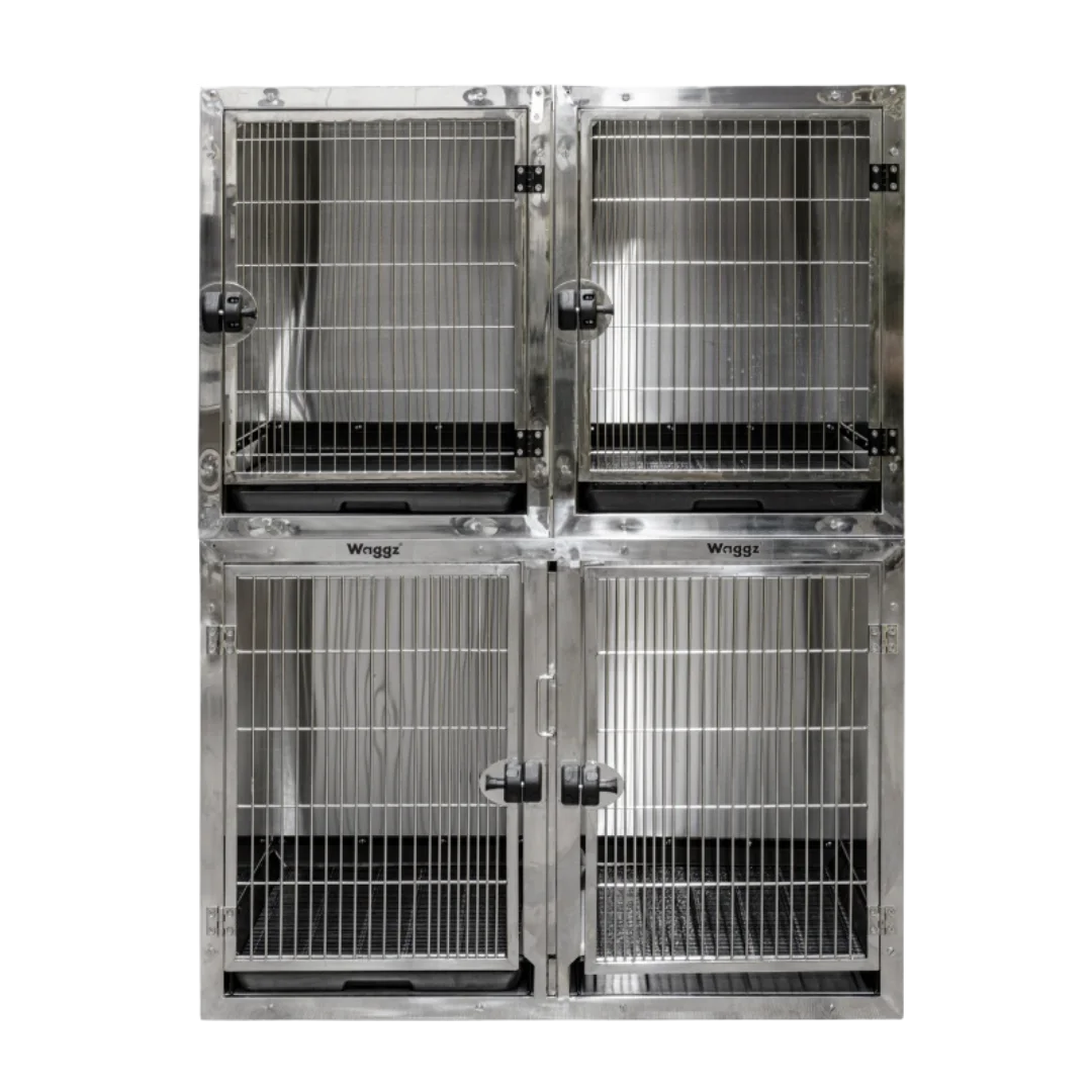 Module Stack Duo Dog Grooming Stainless Steel Cage by Waggz