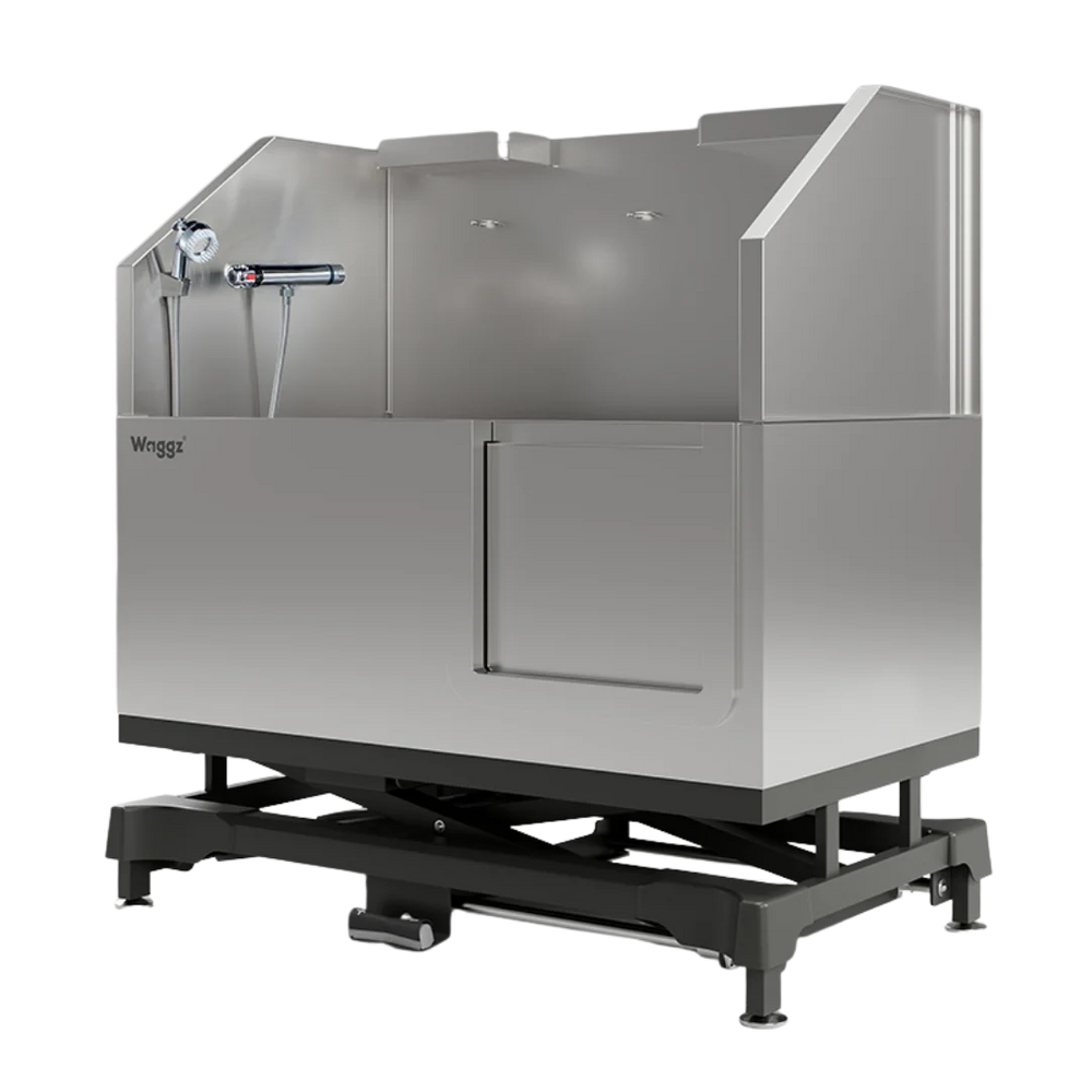 50" Dog Grooming Electric Tub with Sliding Door Black by Waggz