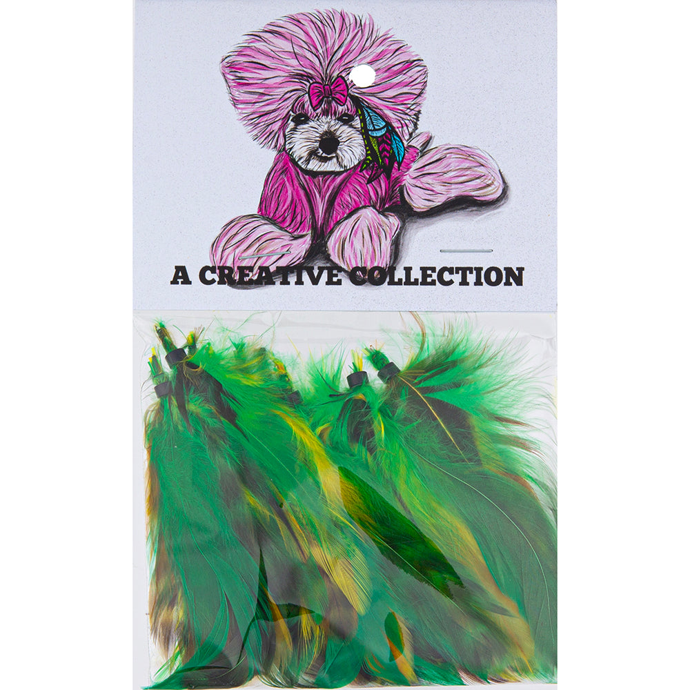 Feather Extension Green and Yellow (Pack of 10) by A Creative Collection