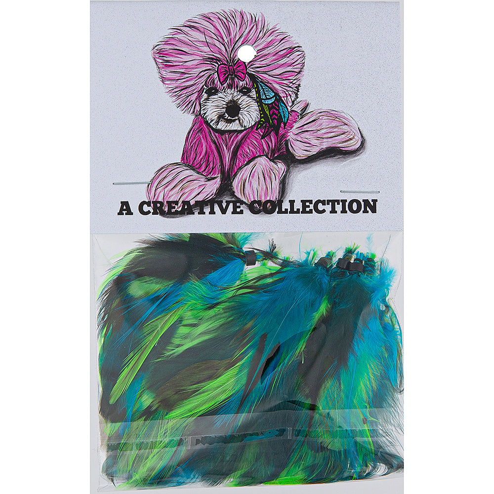 a creative collection feather extension teal and green (pack of 10)