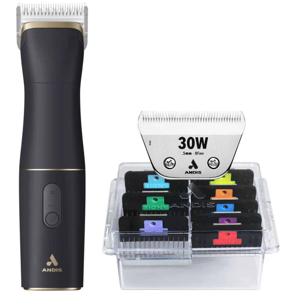 beSPOKE Cordless Clipper with #30W Blade and 8Pc Wide Comb Attachment Bundle by Andis