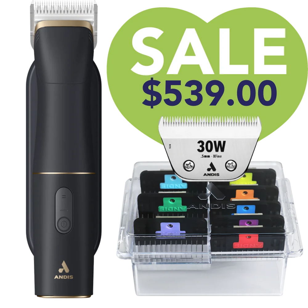 beSPOKE Cordless Clipper with #30W Blade and 8Pc Wide Comb Attachment Bundle by Andis