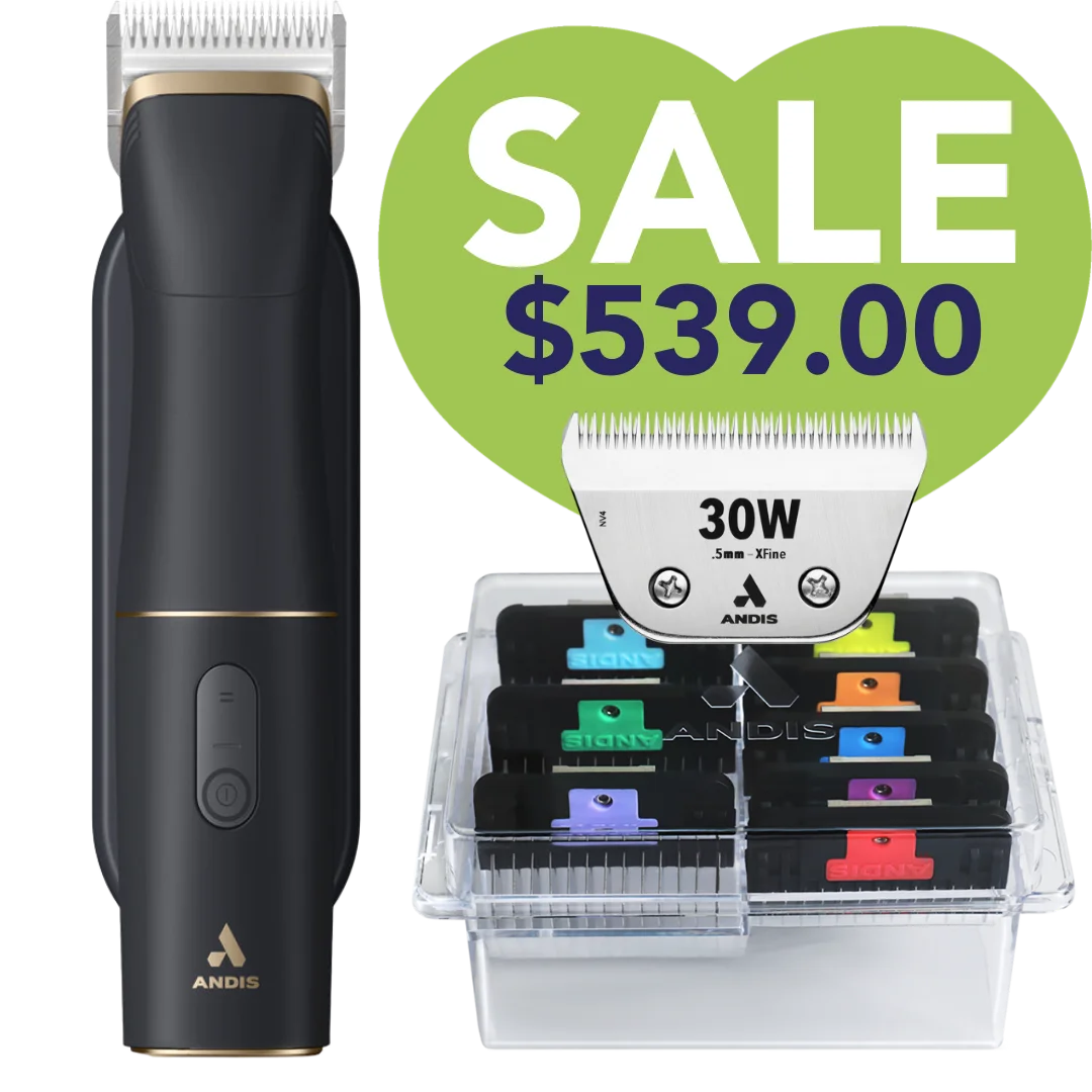 beSPOKE Cordless Clipper with #30W Blade and 8Pc Wide Comb Attachment Bundle by Andis