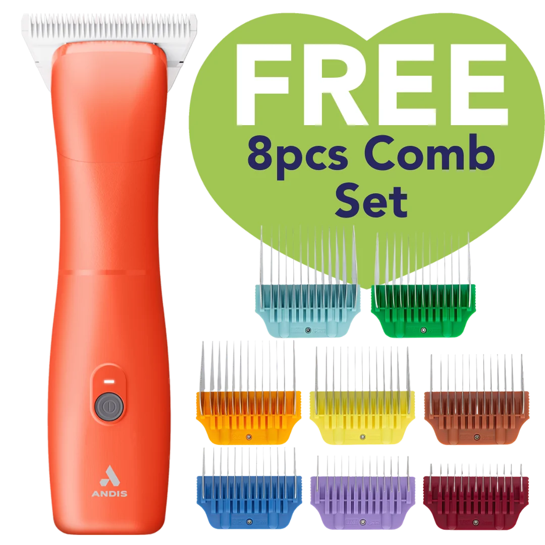 Emerge Clipper Orange with #30W Blade With Free 8Pc Wide Comb Attachment Bundle by Andis
