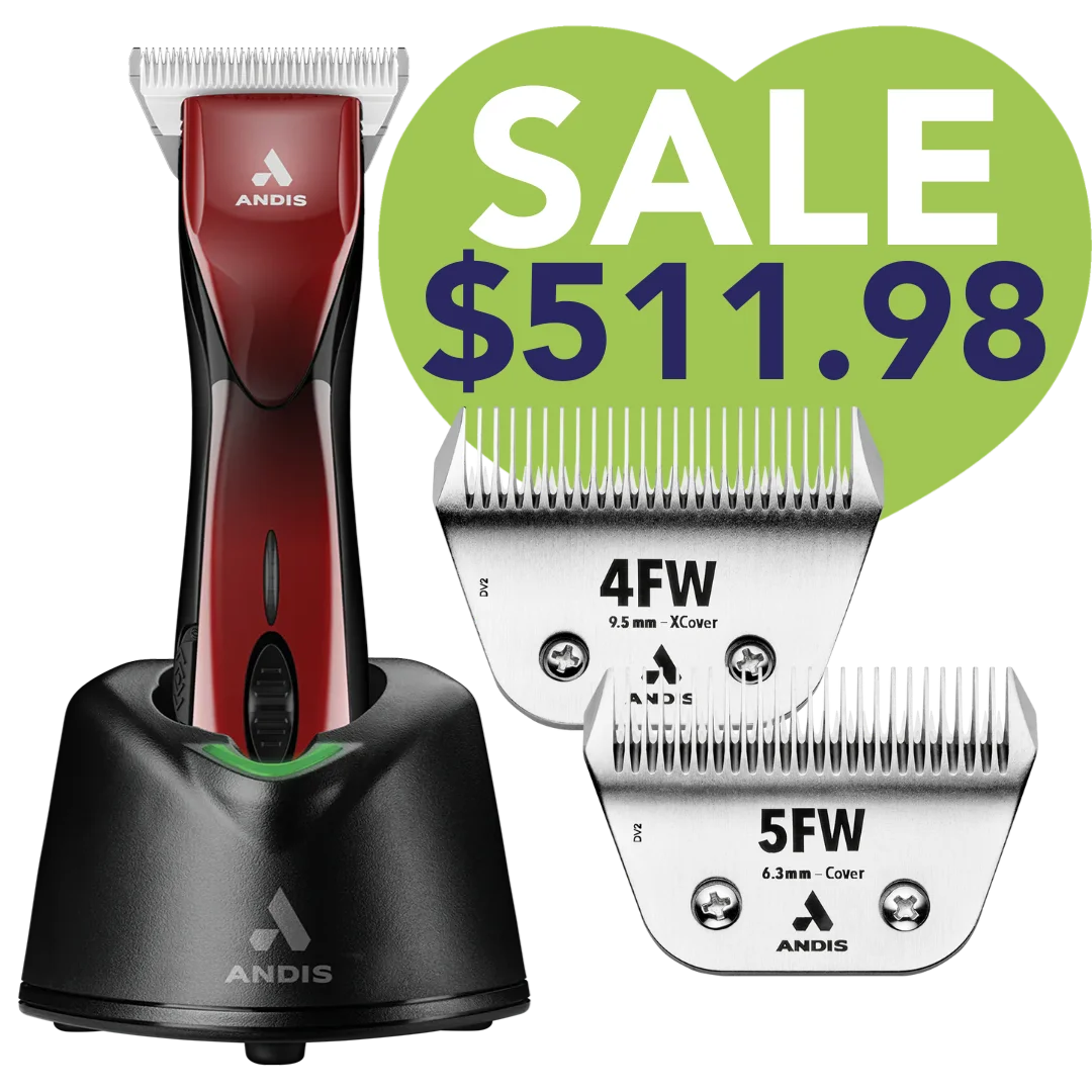 Pulse ZR II Red Clipper #30W and with Free 4FW and 5FW Blades by Andis