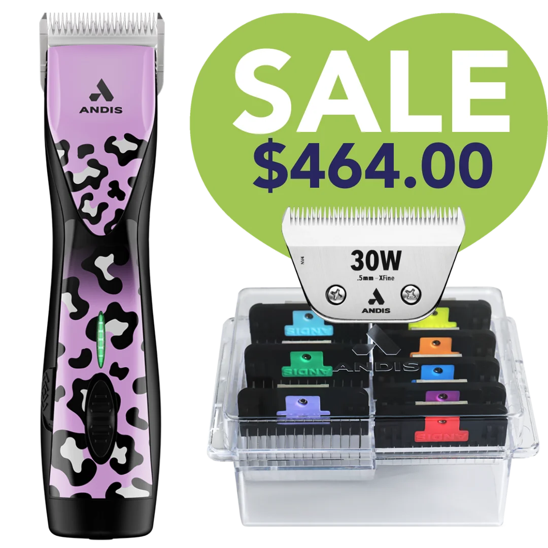 Pulse ZR II Wild Clipper with #30W Blade and 8Pc Wide Comb Attachment Bundle by Andis