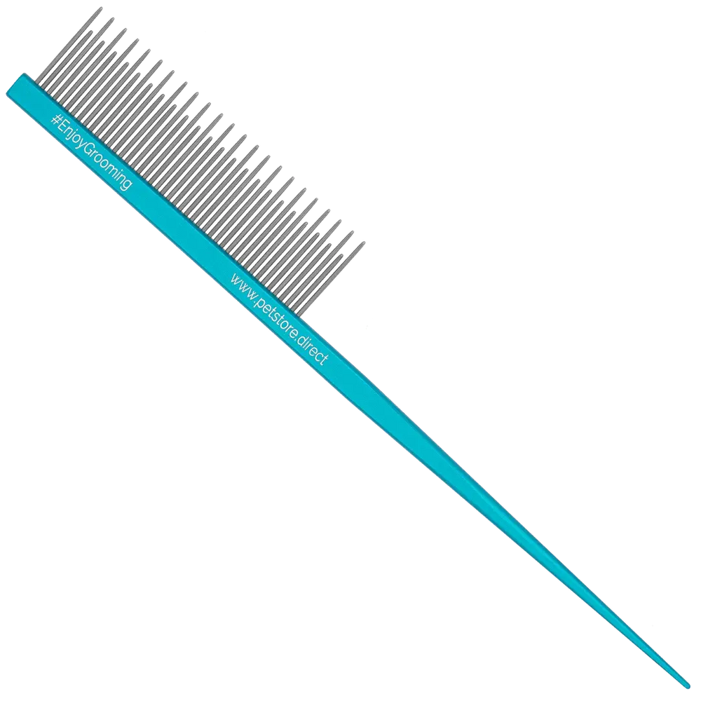 7" Teal Rat Tail Dematting Comb by PetStore.Direct