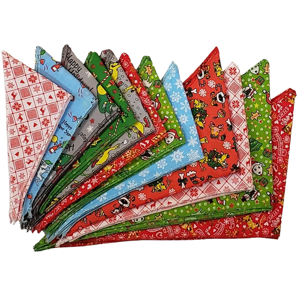 Christmas Winter Bandanas - 60 Assorted Sizes and Patterns by Bandanas Unlimited
