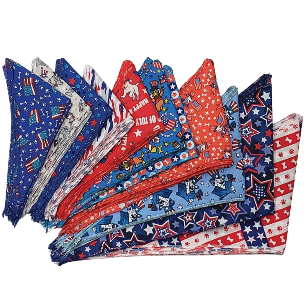 Patriotic Bandanas - 60 Assorted Sizes and Patterns by Bandanas Unlimited
