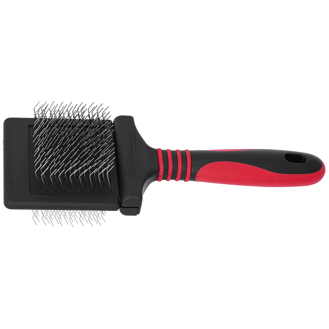 3-Piece Dog Grooming Brush Set - Deshedding, Bath Brush & Slicker Brush | Red & Black
