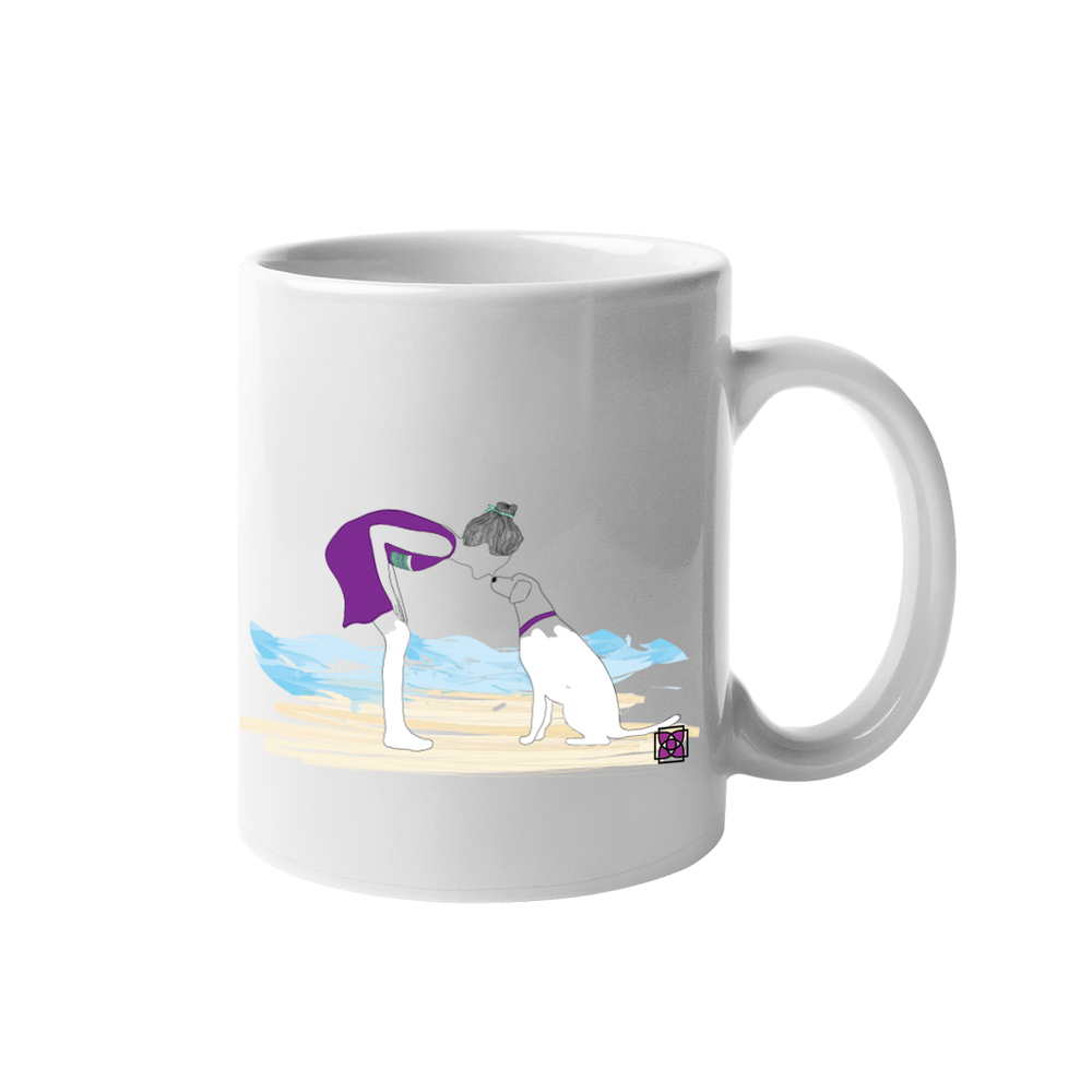 Dog Fashion Living Dog on a Beach Mug