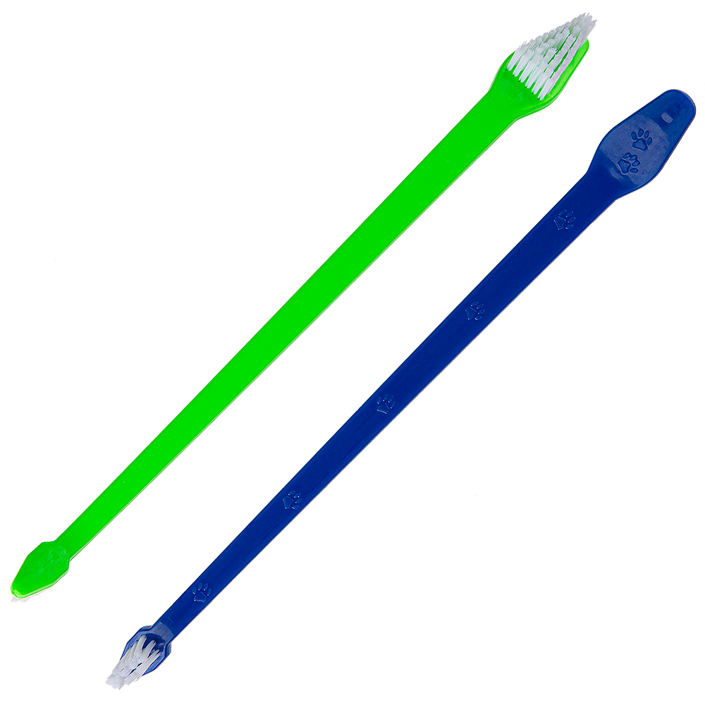 Dual-end Tooth Brushes Green/Blue by PetStore.Direct