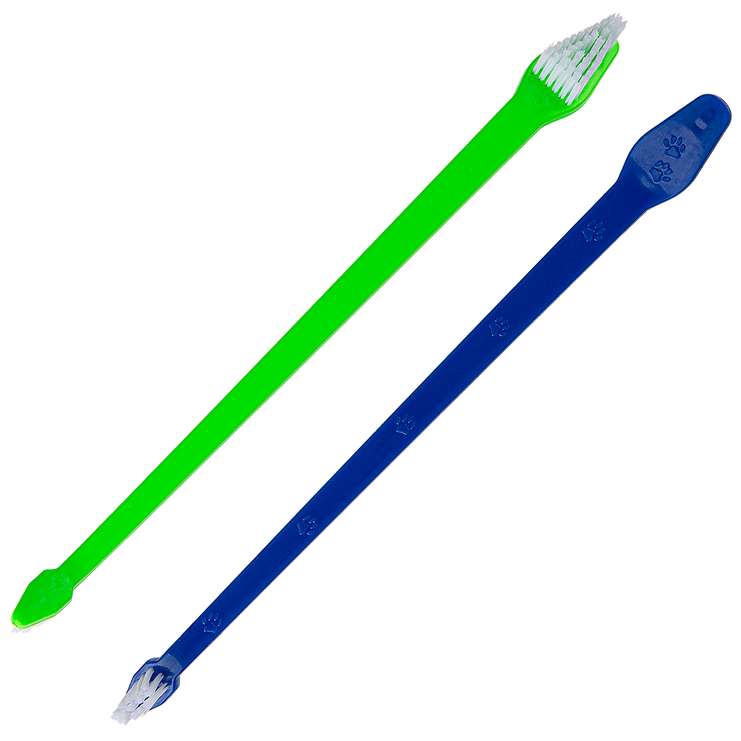 Dual-end Tooth Brushes Green/Blue by PetStore.Direct