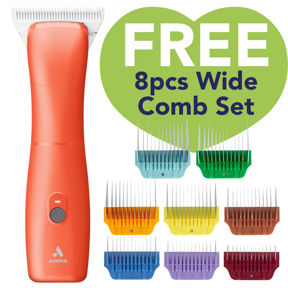 Emerge Clipper Orange with #30W Blade With Free 8Pc Wide Comb Attachment Bundle by Andis