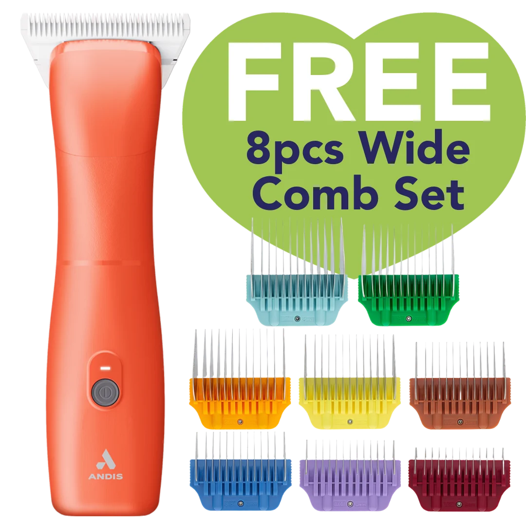 Emerge Clipper Orange with #30W Blade With Free 8Pc Wide Comb Attachment Bundle by Andis