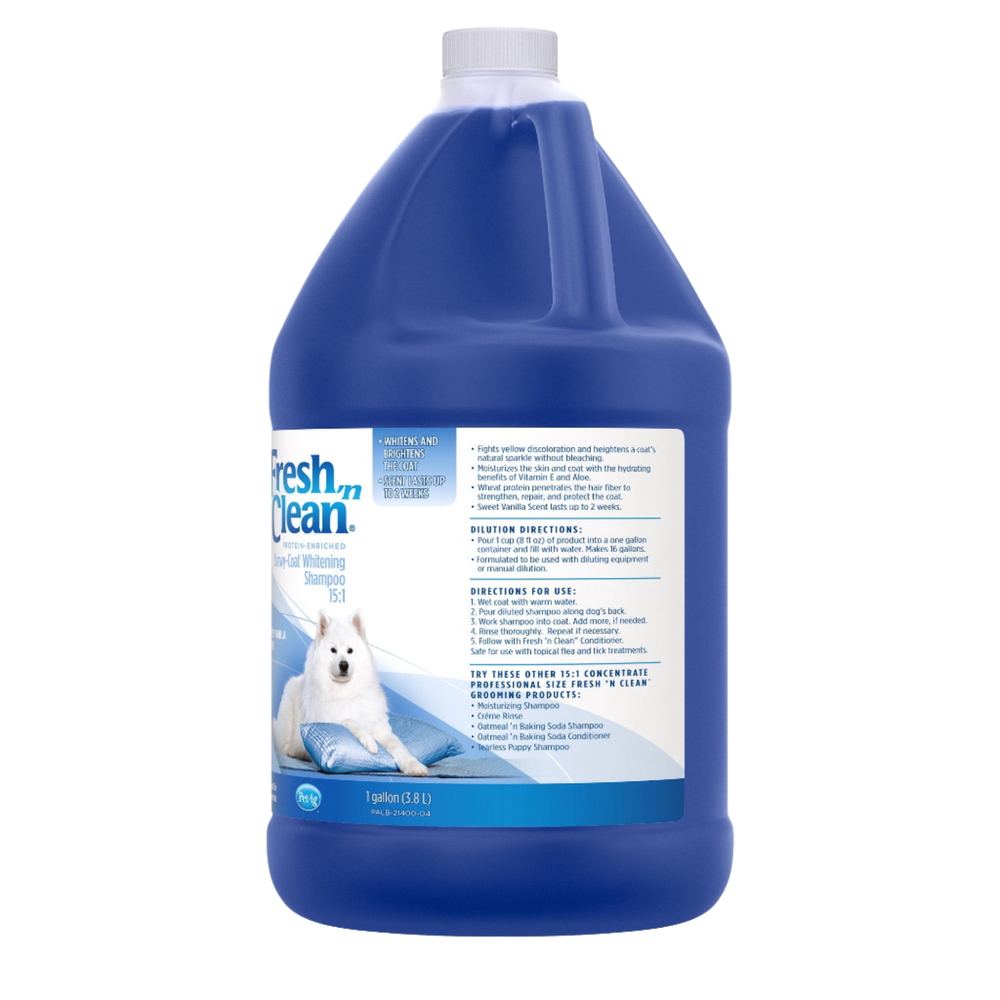 Snowy-Coat Whitening Shampoo Vanilla Scent 15:1 Concentrate Gallon by Fresh 'n Clean