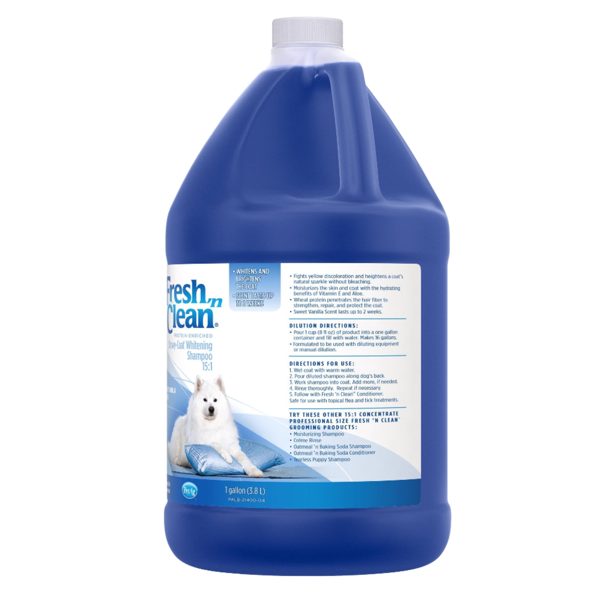 Snowy-Coat Whitening Shampoo Vanilla Scent 15:1 Concentrate Gallon by Fresh 'n Clean