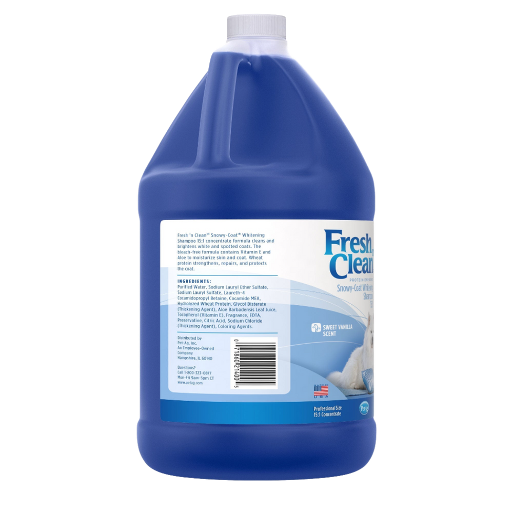 Snowy-Coat Whitening Shampoo Vanilla Scent 15:1 Concentrate Gallon by Fresh 'n Clean