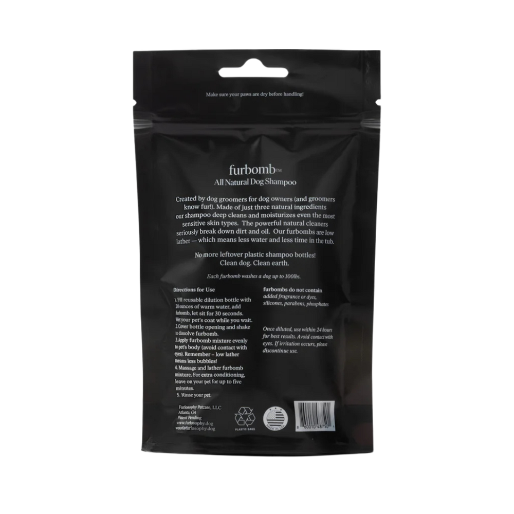 Pack of 7 Furbomb Natural Dog Shampoo Pod Includes 24oz Dilution bottle by Furlosophy